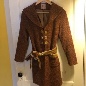 Vintage inspired Tweed & Velvet belted coat